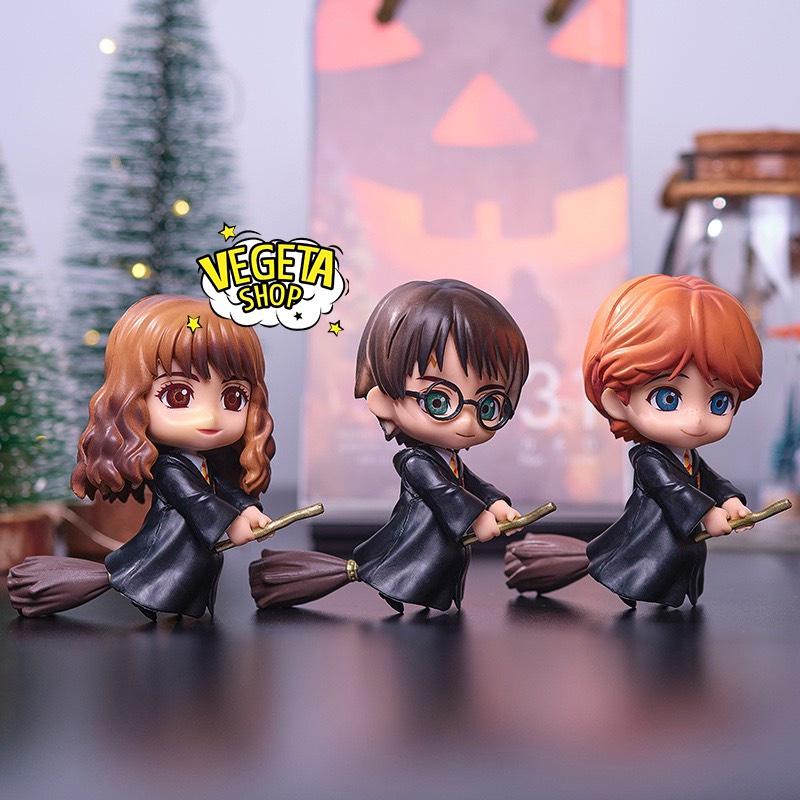 Mô hình Harry Potter - Set 3 Mô hình Harry Potter Hermione Granger Ron Weasley cưỡi chổi - Cao 10cm