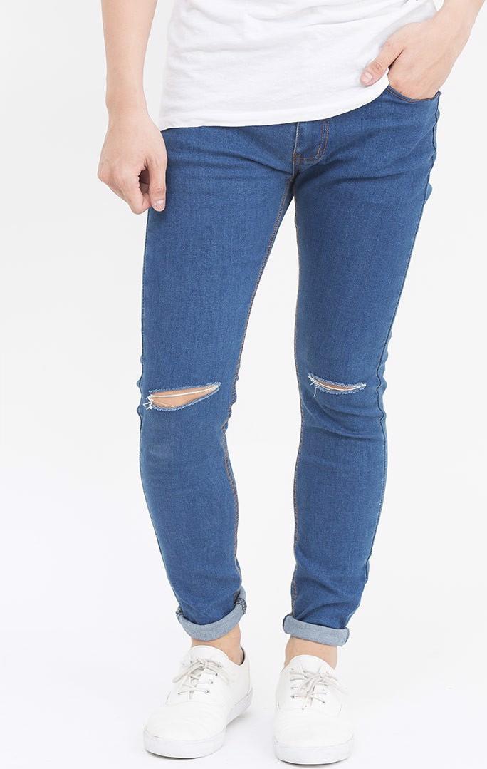 Quần jeans Nam rách gối QJ107 Rách gỗi anh