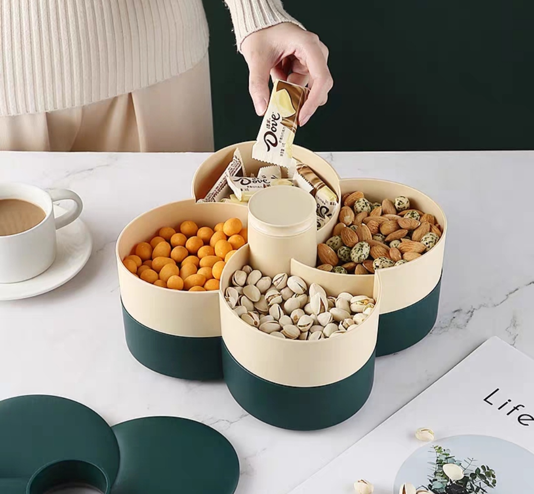 Khay mứt tết Hoa Đào Tết 2 Tầng - Khay đựng đồ ngày tết: Bánh kẹo, trái cây, đồ sấy