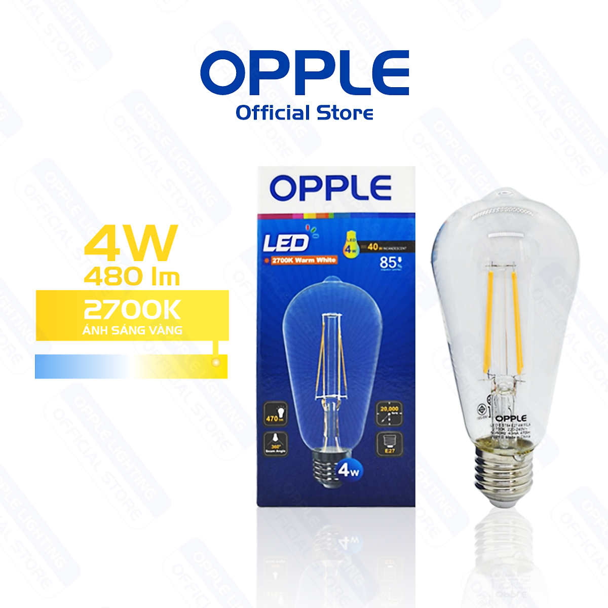 Bóng Đèn LED OPPLE EcoMax Filament ST64 4W - Hiệu Suất Cao - Tiết Kiệm Điện