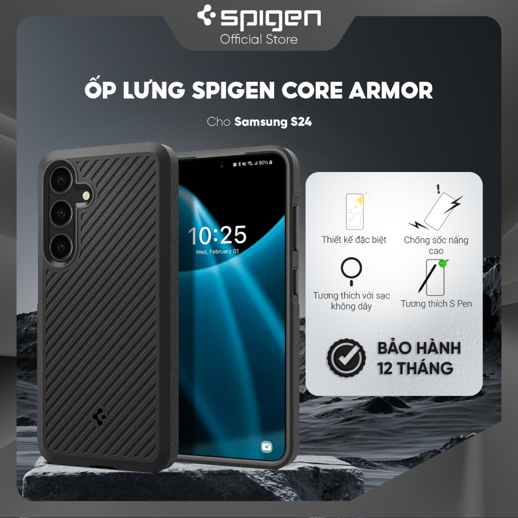 COMBO Ốp lưng Spigen Core Armor cho Samsung Galaxy S24 Ultra/ S24 Plus/ S24 - Bảo Vệ Toàn Diện, Hàng chính hãng