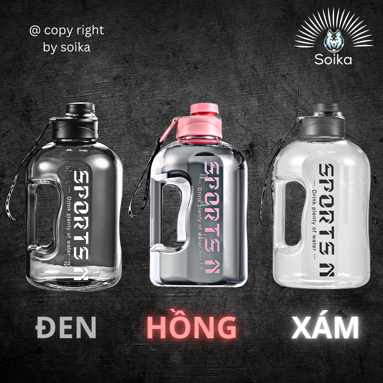 Bình Nước Tập Gym SOIKA 1.7 Lít Và 2.7 Lít SW12