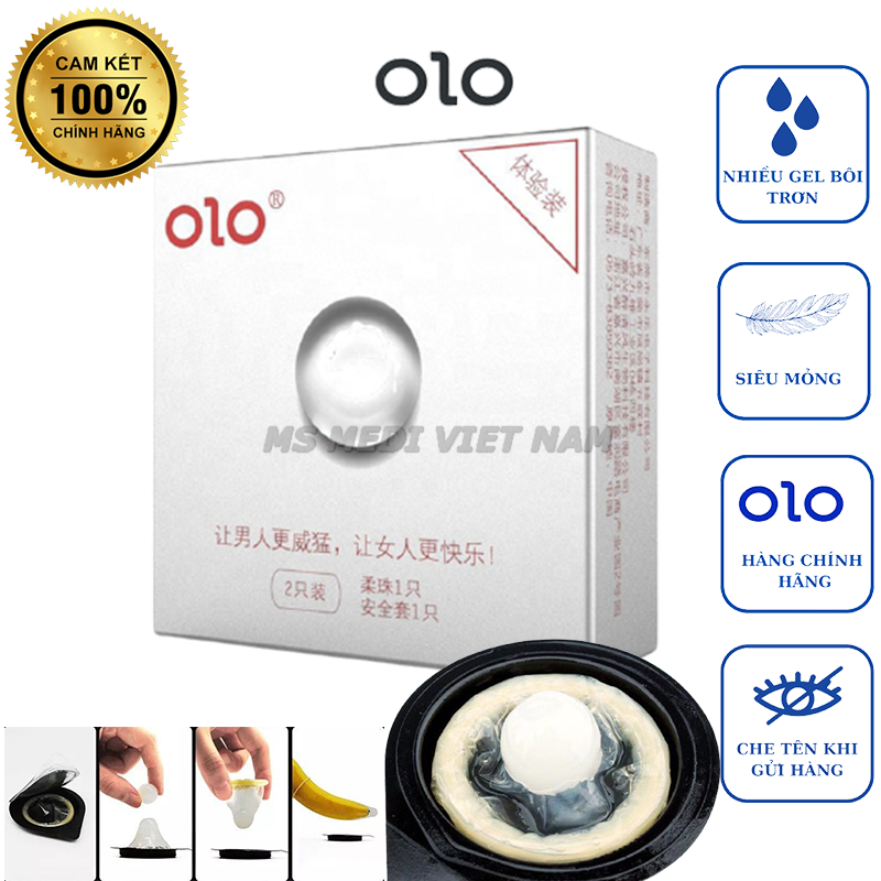 Bao cao su OLO Gân và Gai siêu mỏng,  kéo dài thời gian + 1 viên Silicon 1,5cm kích thích điểm G.