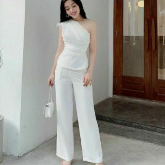 Quần culottes ống suông 1 khuy trước tuyết mưa