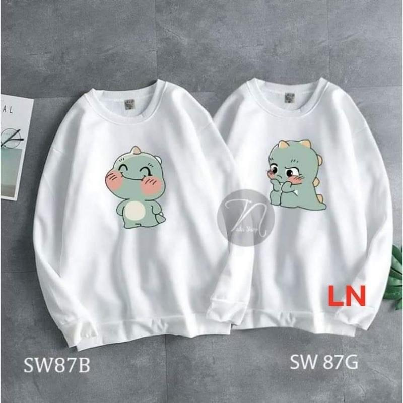 Áo đôi nỉ khủng long vui buồn LN11
