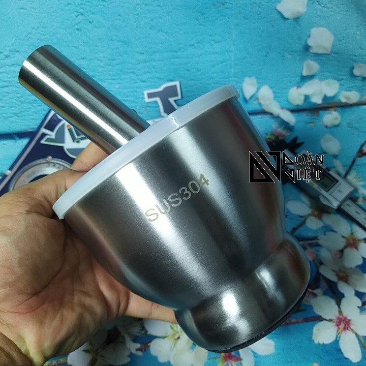 Bộ CỐI CHÀY INOX SUS 304 BẦU có NẮP. Dụng cụ nhà bếp Chày giã nghiền thực phẩm tỏi tiêu ĐA NĂNG Chày cối là dụng cụ thiết yếu mọi gia đình và Nhà hàng