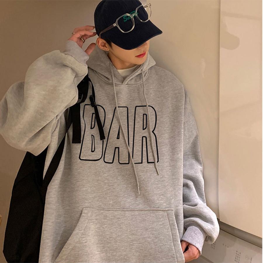 Áo mũ Hoodie Unisex MonsterX BAR form rộng 3 màu nỉ bông cặp đôi nam nữ Oversize Ulzzang thu đông