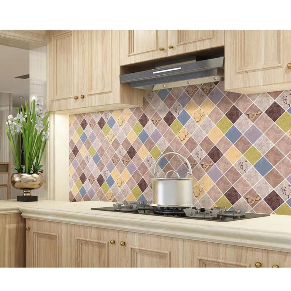 Cuộn giấy, decal dán bếp, dán tường hoa văn giả gạch độc đáo thiết kế sang trọng, chống thấm nước, chịu nhiệt, chống bám bẩn dầu mỡ cho tường nhà bạn