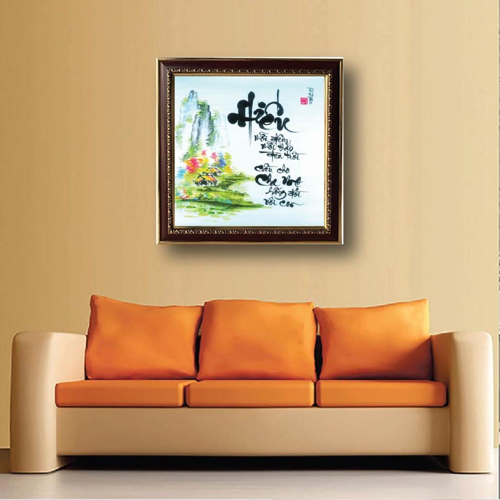 HCM- Tranh thư pháp treo tường chữ Tâm, chữ Phúc nhiều mẫu 36x36