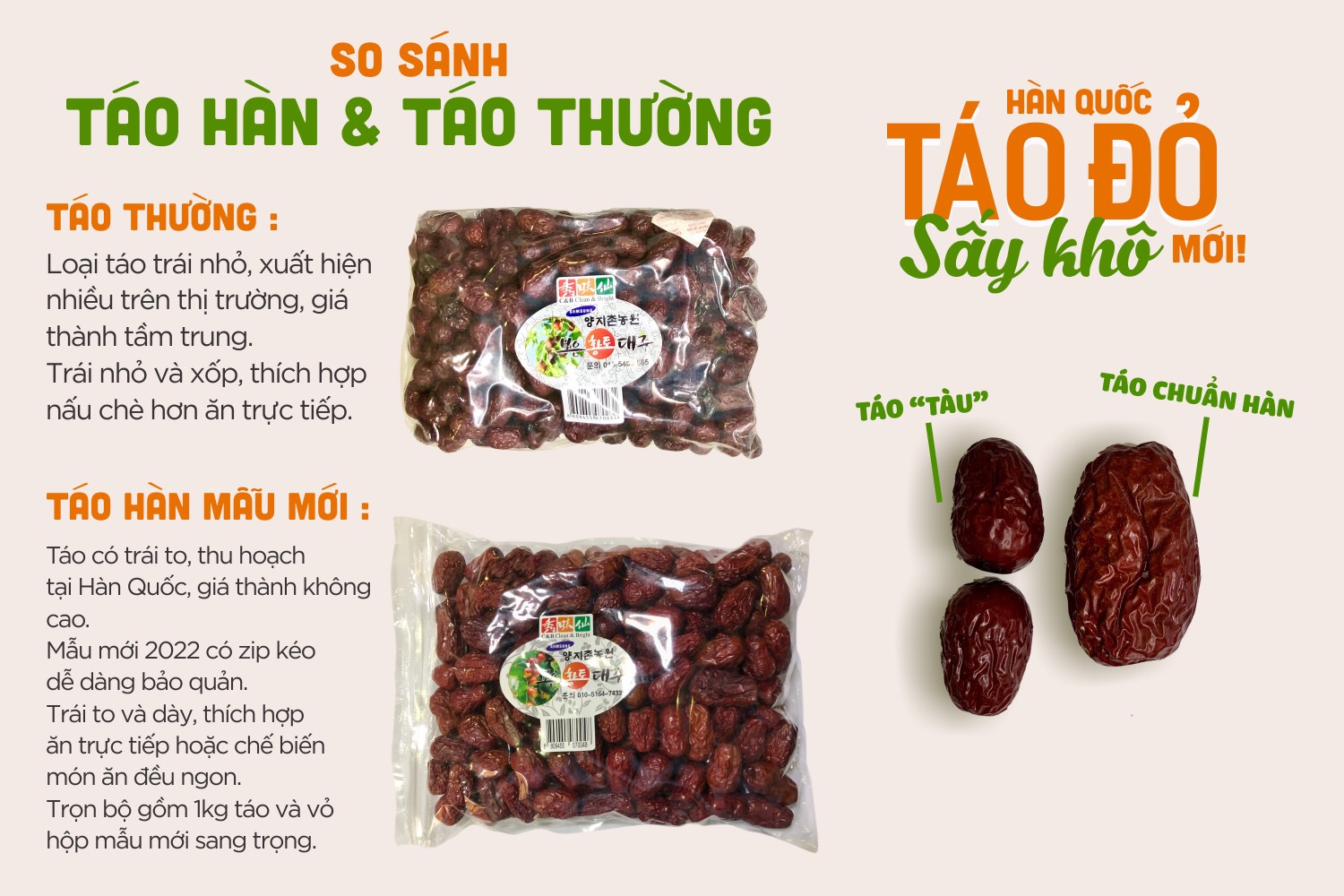 Táo chuẩn Hàn Quốc sấy khô hộp 1kg Mẫu Mới có zipper kéo.