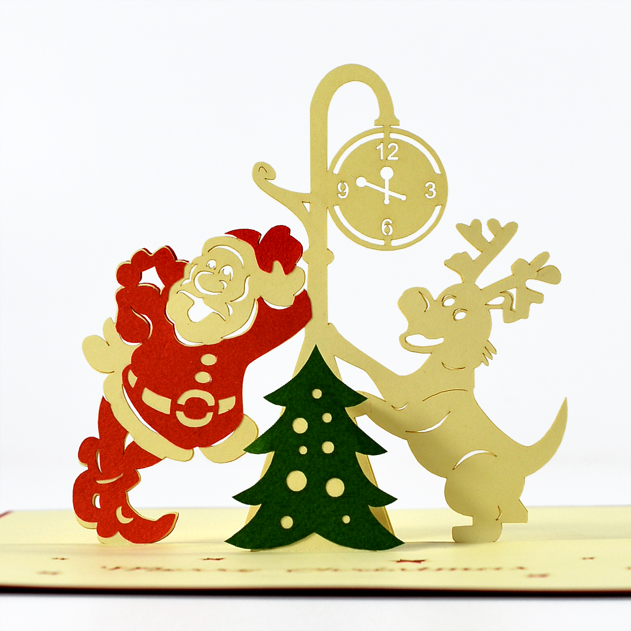Thiệp nổi 3D handmade Ông già Noel cùng chú "tài xế" tuần lộc đáng yêu- Christmas 3D pop-up card size 12x18cm CN095
