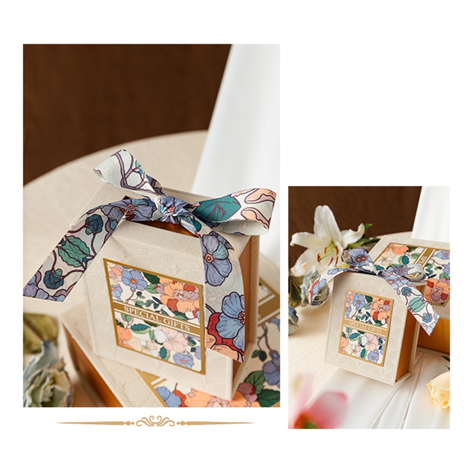 Wedding Candy Box, Candy Box Banquet Exquisite Gift Box with Ribbon, Wedding Favor Box for Mother's Day Party Graduation Table Decoration