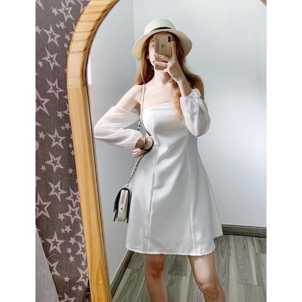 Đầm trắng cúp tay rớt