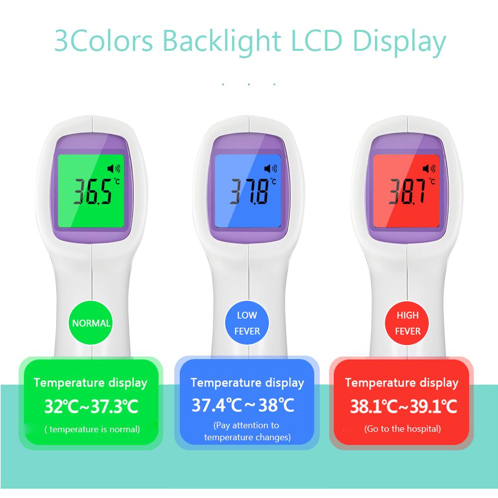 Infrared Forehead Thermometer, Accurate Digital Non-Contact Thermometer Temperature Gun with LCD Display for Infants and Adults