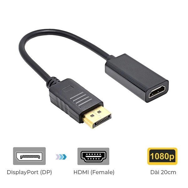 Dây Cáp Chuyển Đổi DisplayPort Sang HDMI màu đen Displayport To HDMI Hàng Nhập Khẩu