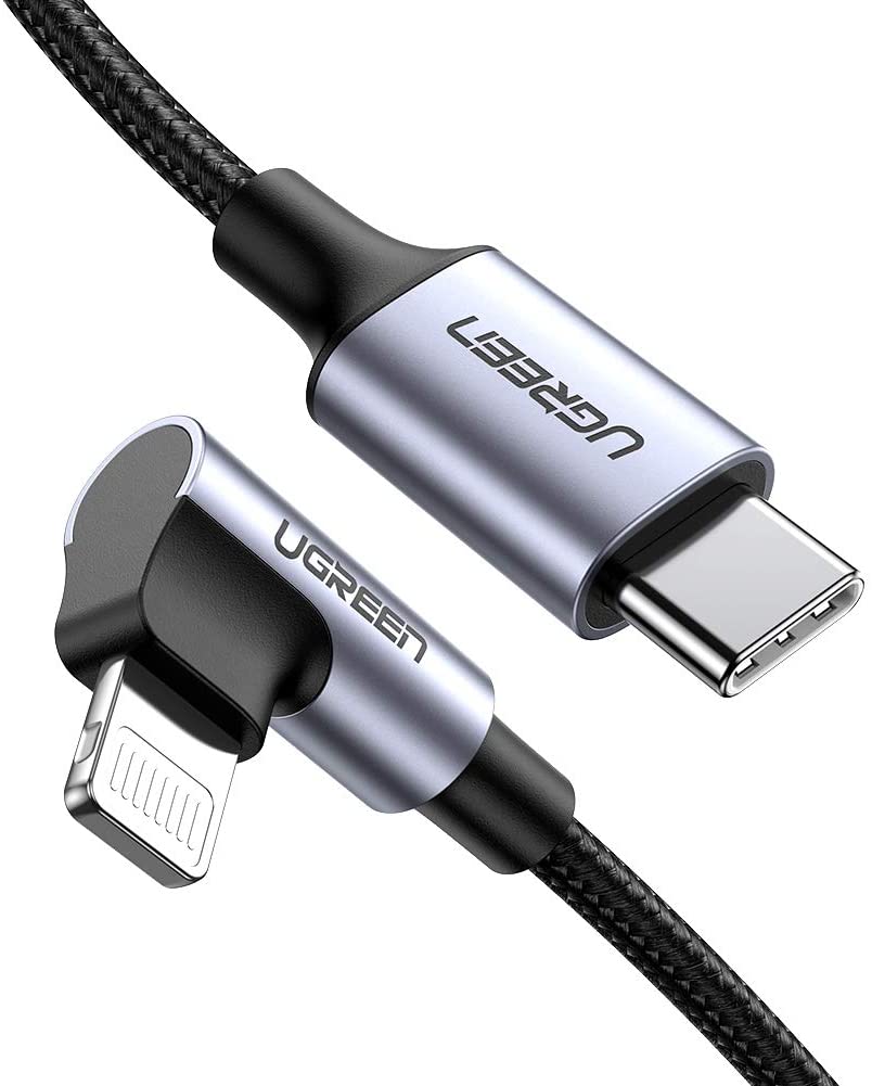 Dây cáp dữ liệu USB type C sang lightning UGREEN US305 - bẻ góc 90 độ - Hàng nhập khẩu chính hãng