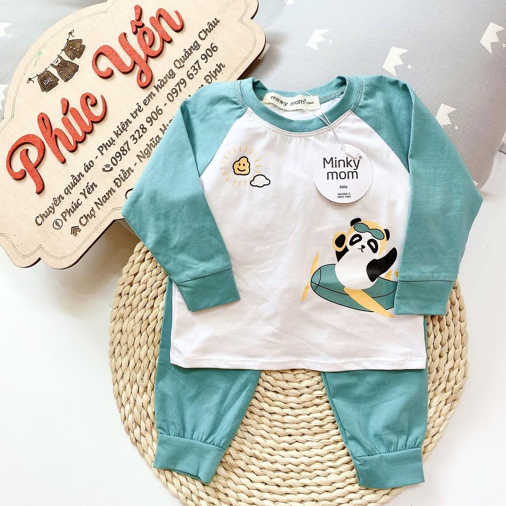 Bộ Dài Tay Cotton 100 % Minky Mom In Họa Tiết Động Vật Thú Lướt Ván_super Sale ( 7-19kg) (1327
