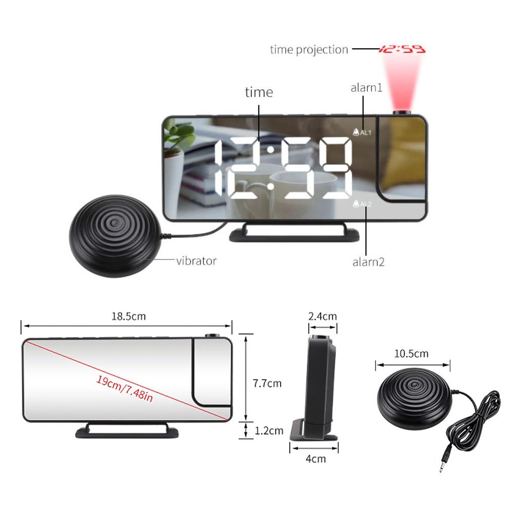 Đèn LED mặt gương TS-9211 kiêm Đồng hồ kỹ thuật số với 2 bộ đồng hồ báo thức Snooze Chức năng Shaker Bed
