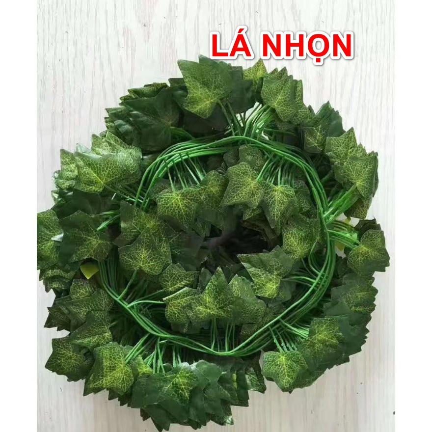 Dây Lá giả, sợi dây leo lá xanh giả trang trí decor quán siêu đẹp dài 2.1m 80 lá