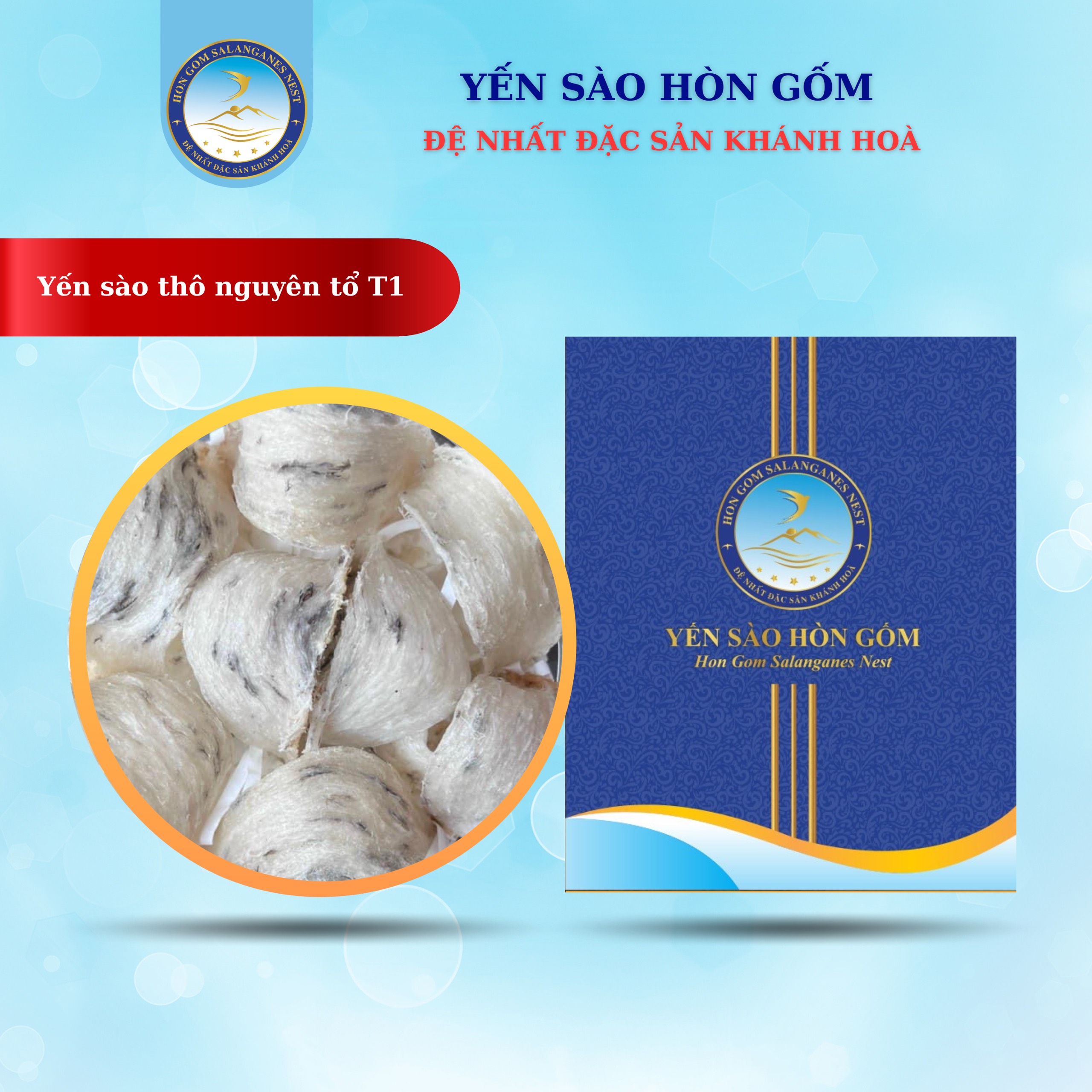 Yến Sào Khánh Hoà Thô Nguyên Tổ Cao Cấp T1 - Yến Sào Hòn Gốm Chính Hiệu Khánh Hoà - HON GOM SALANGANES NEST