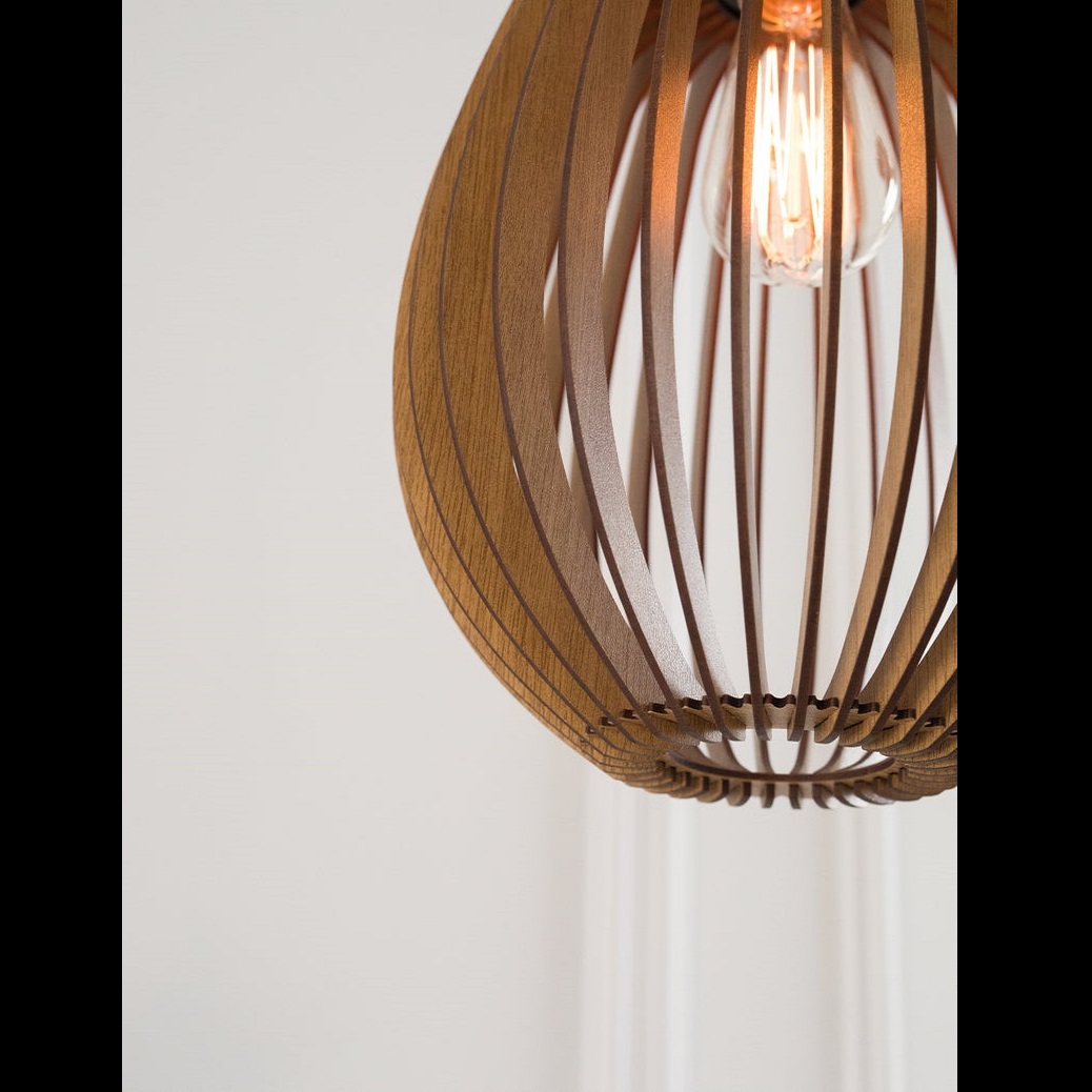 Đèn gỗ thả trần CAO CẤP hiện đại sang trọng 26X48cm chất liệu gỗ trang trí cho phòng khách nhà căn hộ decor nhà quán cafe