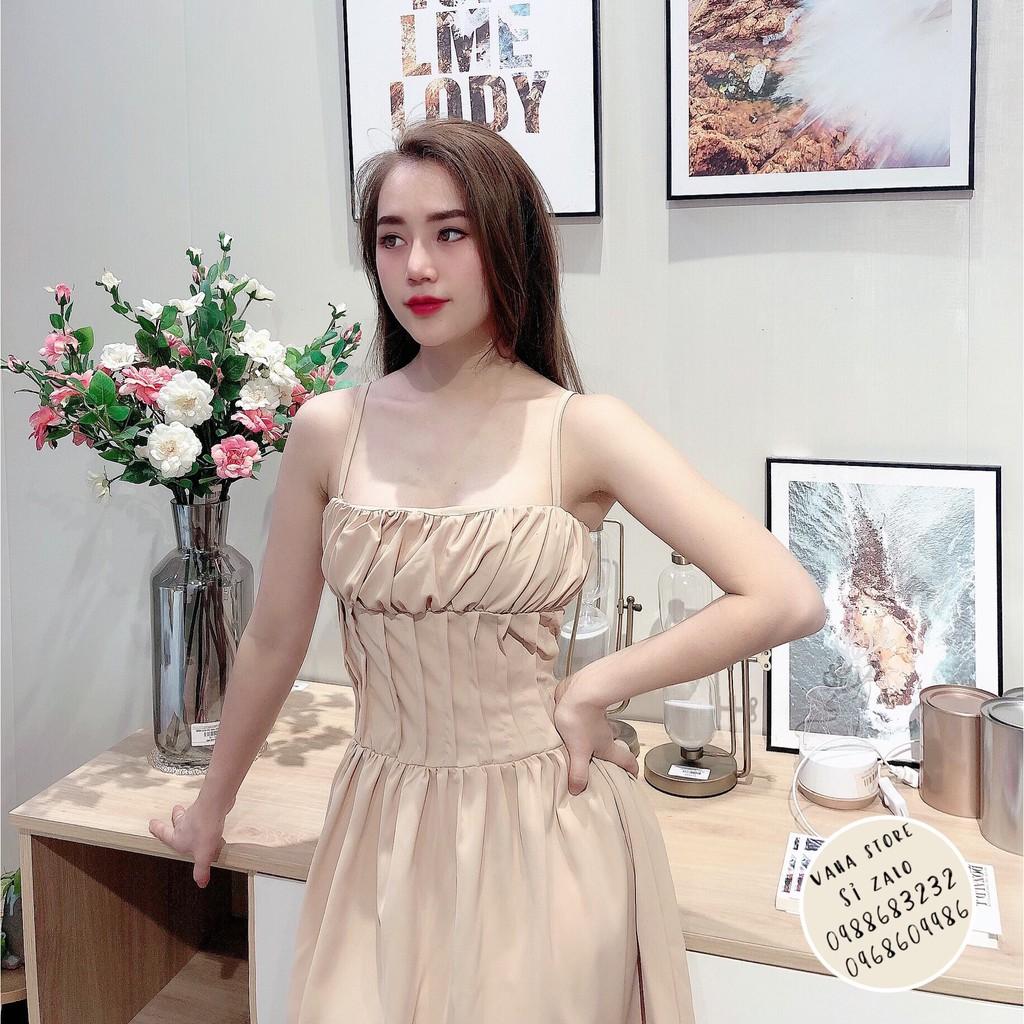 Váy Hai Dây Nhúm Ngực Dáng Xòe Xinh Xắn