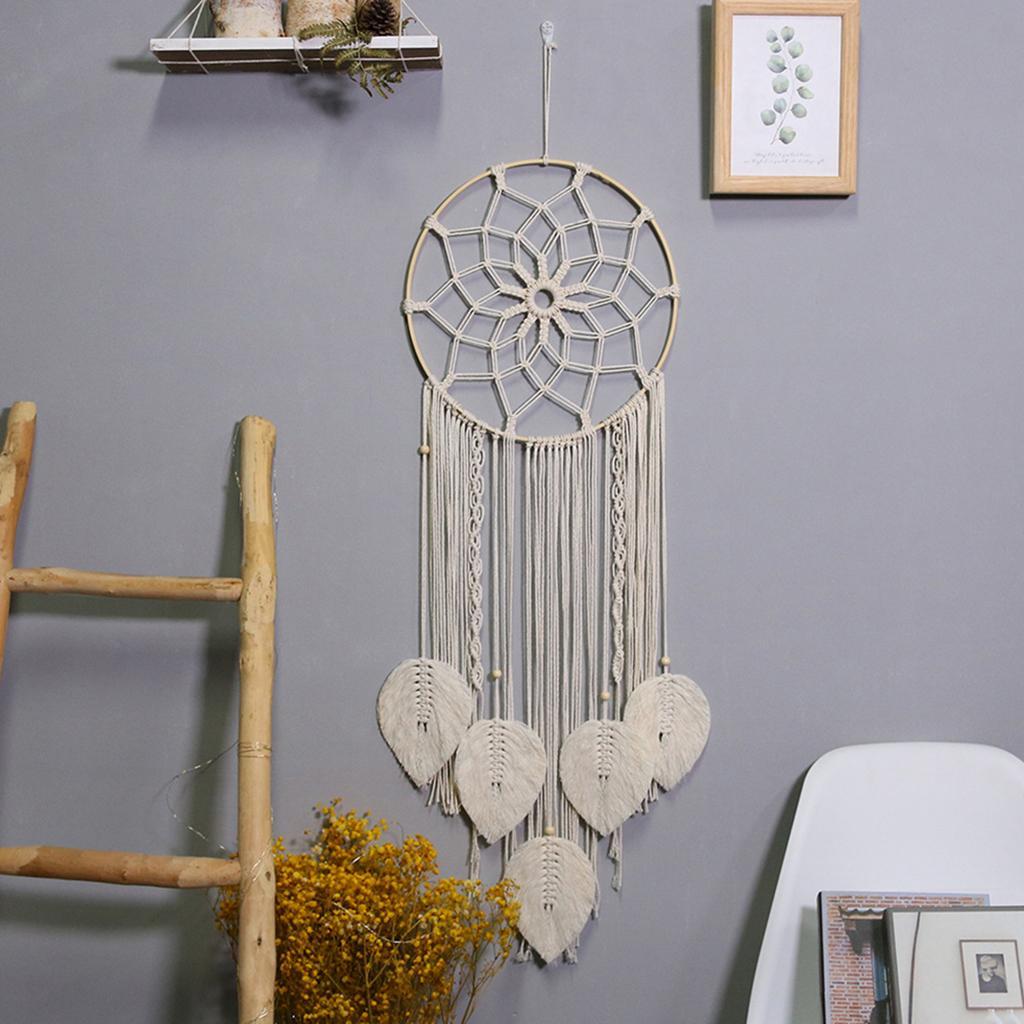 Hanging Tapestry Pendant Macrame Wall Crafts for Bedroom Gifts Wooden Circle