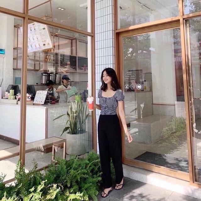 Quần ống rộng nữ chất tuyết mưa quần cluth dài