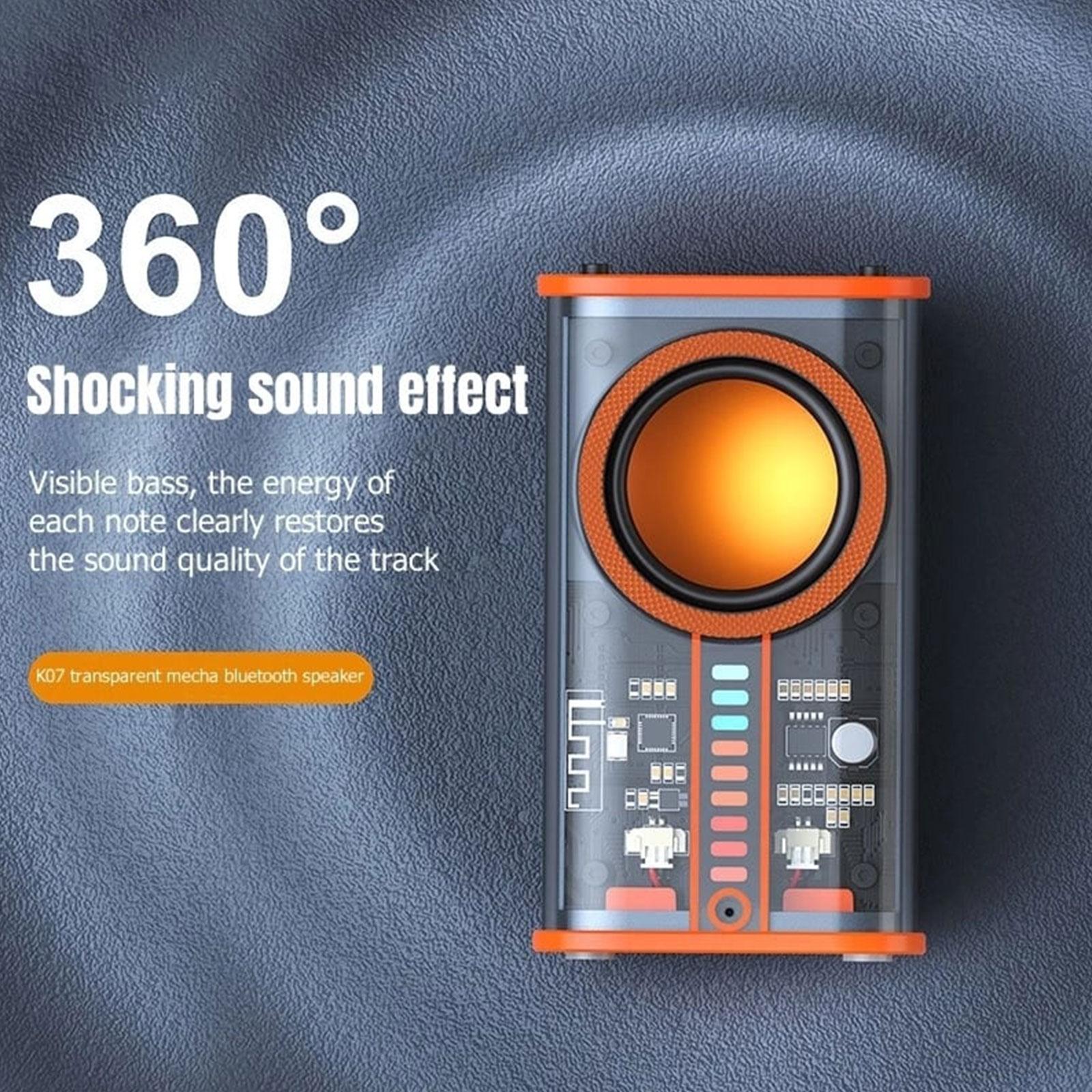 Loa âm nhạc mecha trong suốt K07 tương thích Bluetooth 5.0 USB không dây loa âm thanh 3 LED Modes 600mAh cho màu của bữa tiệc: 1PC-Orange
