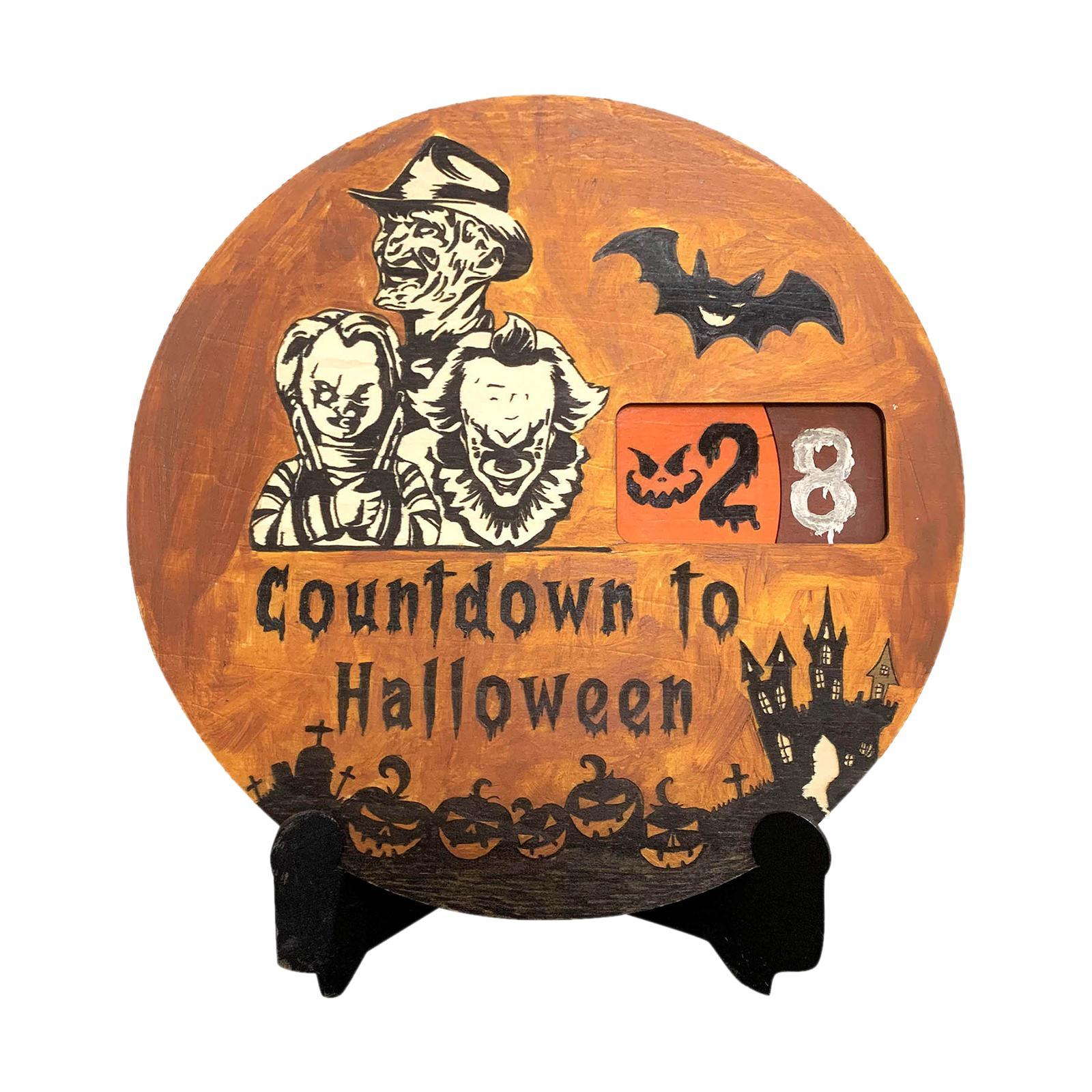 Halloween Advent Calendar Round Movable Turntable, Holiday Pendants ,Festive Gift Decoration Ornament for Holiday Party Home