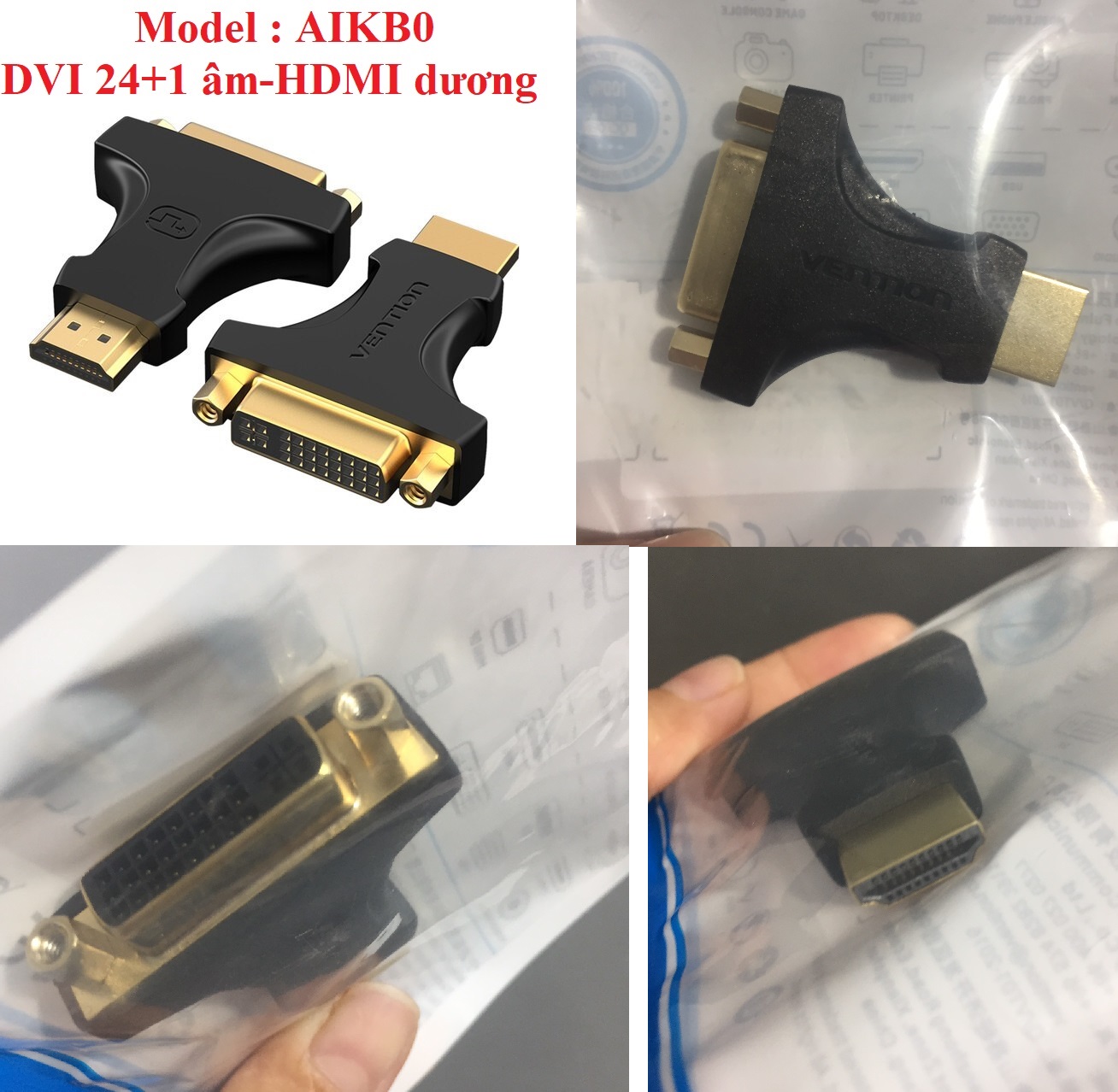 [ DVI 24+1 ra HDMI ] Đầu chuyển DVI 24+1 và HDMI hỗ trợ hai chiều Vention AIKB0 / AILB0 _ Hàng chính hãng