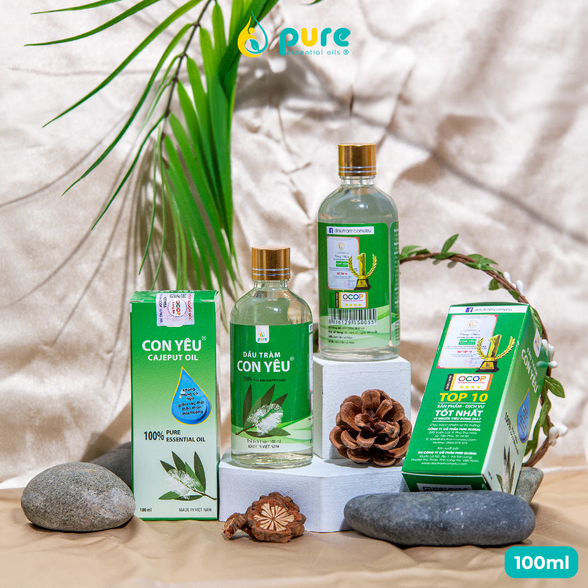 Dầu Tràm Con Yêu 100% tinh dầu thiên nhiên - Giúp làm ấm người, phòng cảm lạnh chai 50ml/100ml - Tinh dầu thiên nhiên, an toàn cho sức khỏe gia đình