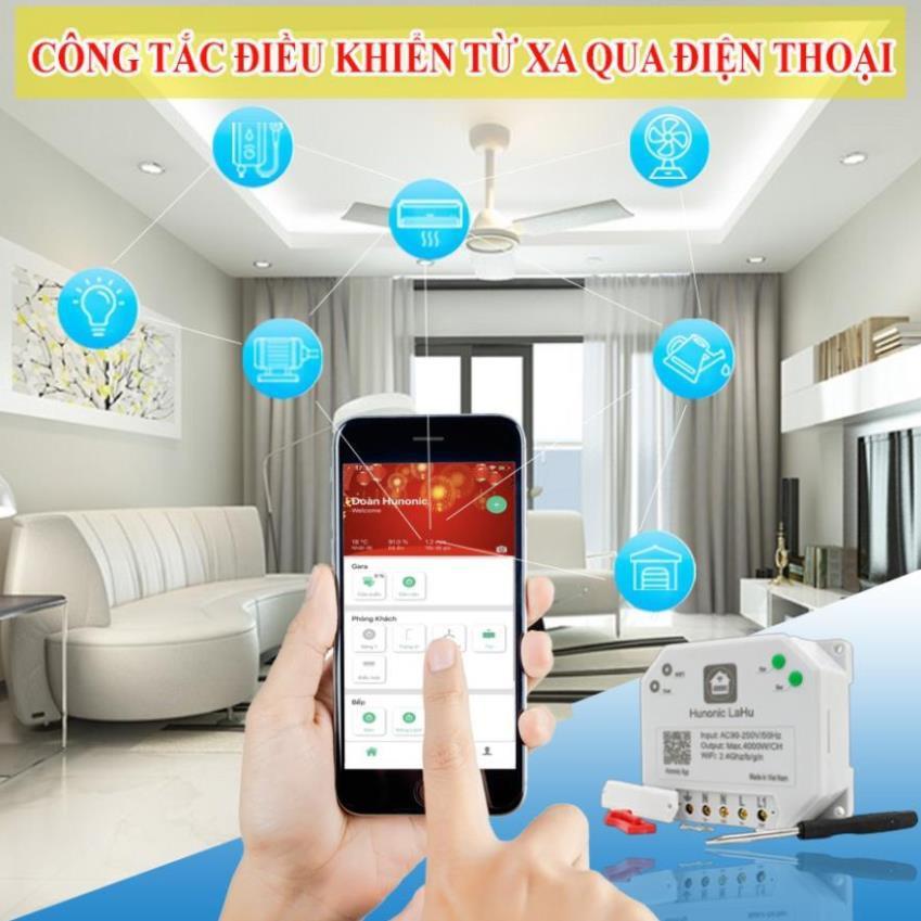 Công Tắc Điện Thông Minh Hunonic Lahu 2 Kênh│Công tắc wifi điều khiển từ xa qua điện thoại│Hàng Việt Nam