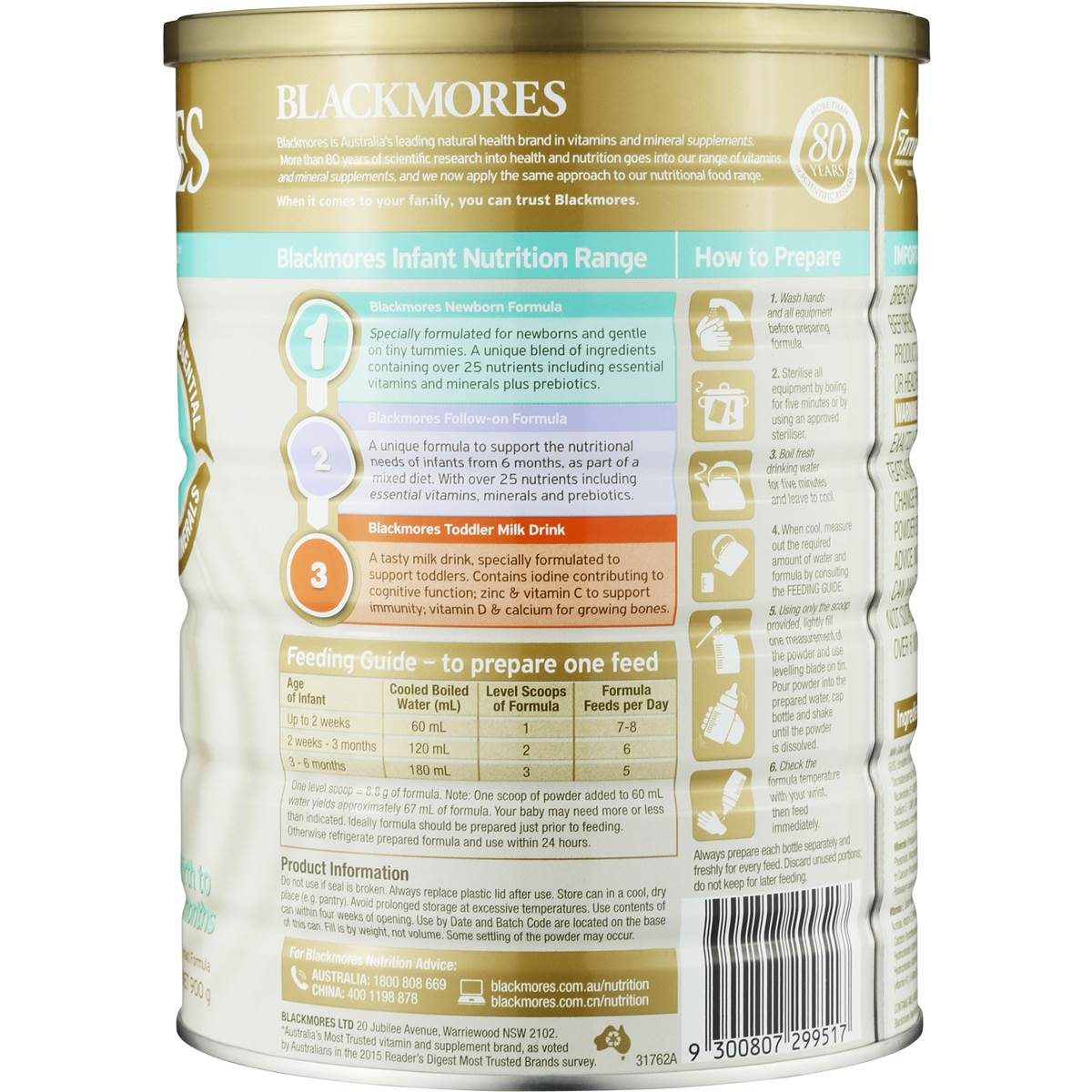 Sữa bột công thức Blackmores NewBorn Formula Stage 1 cho bé từ 0 đến 6 tháng tuổi (900g)