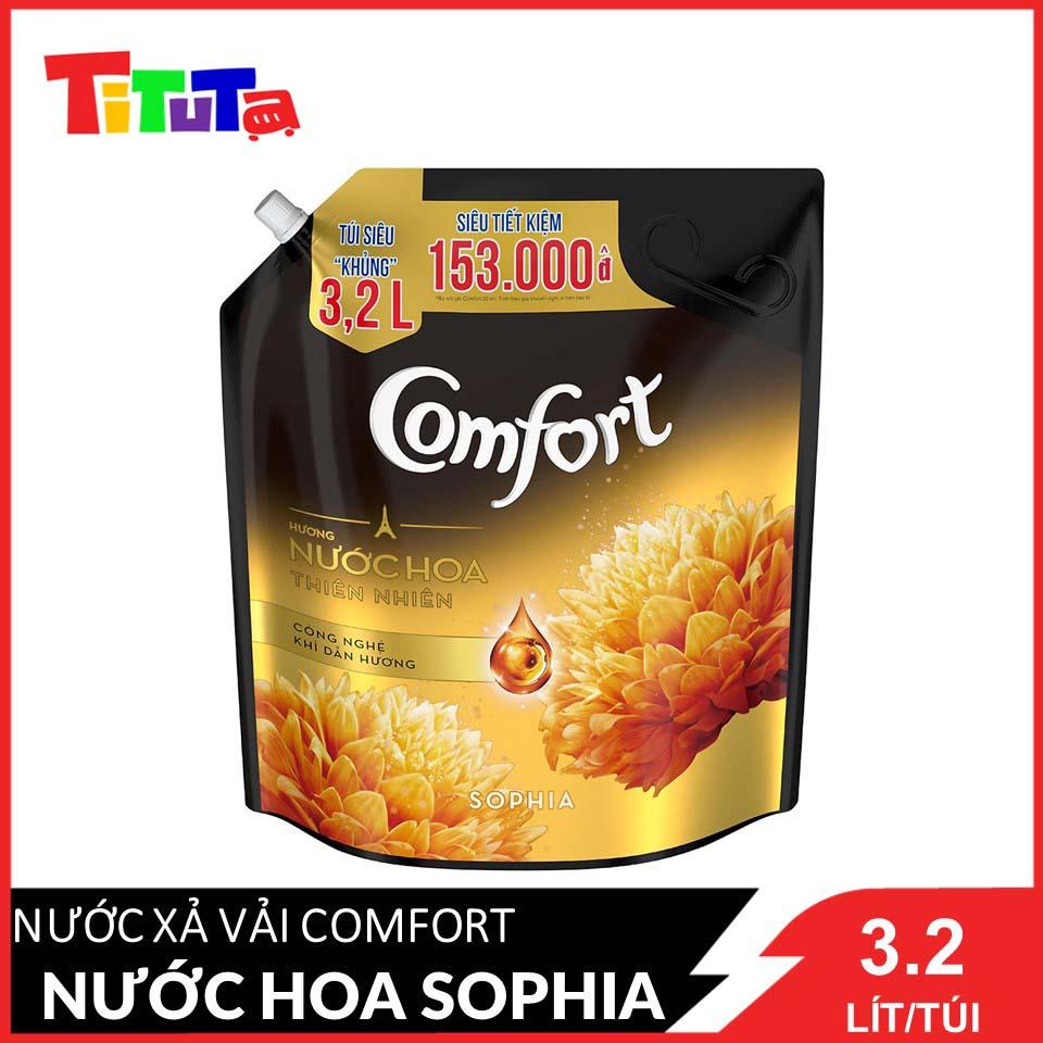 Nước xả vải làm mềm vải Comfort Chăm sóc Chuyên sâu Hương nước hoa thiên nhiên Sophia túi 3.2L