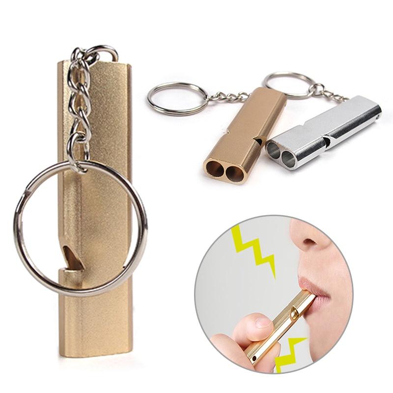 Outdoor Whistle EDC Survival Whistle High Decibel Double Pipe Whistle Stainless Steel Alloy Keychain For Camping Hiking Outdoor