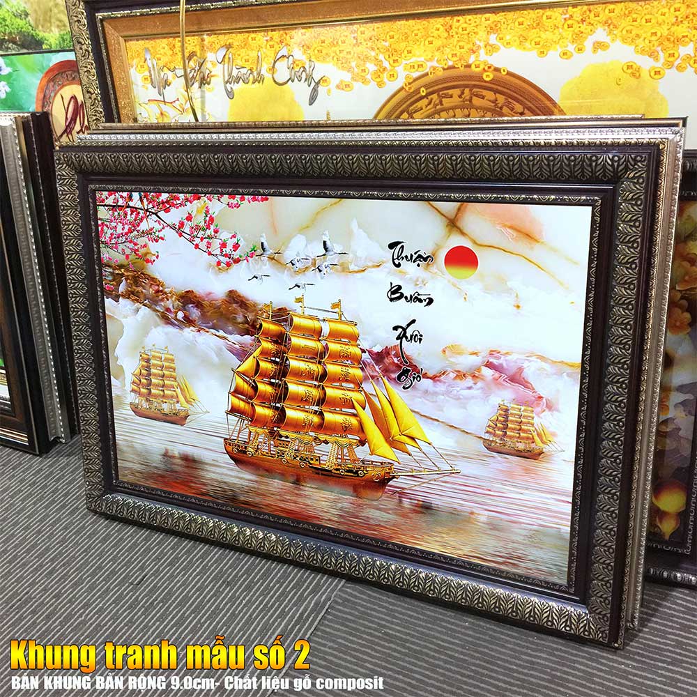 Tranh treo tường phòng khách, phòng ngủ THUẬN BuỒM XUÔI GIÓ chất liệu pvc gương / lụa kim sa. MS:3922L9