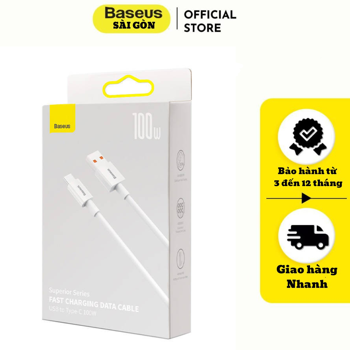 Cáp sạc nhanh Baseus Superior Series USB-Type C 100W CAYS - Hàng chính hãng
