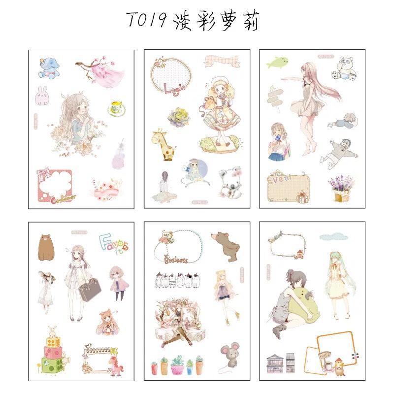 Stickers Dễ Thương 20 Chủ Đề Khác Nhau Sticker Cute Hình Dán Cổ Trang Phong Cảnh Đồ Ăn Vintage Trang Trí Sổ Tay