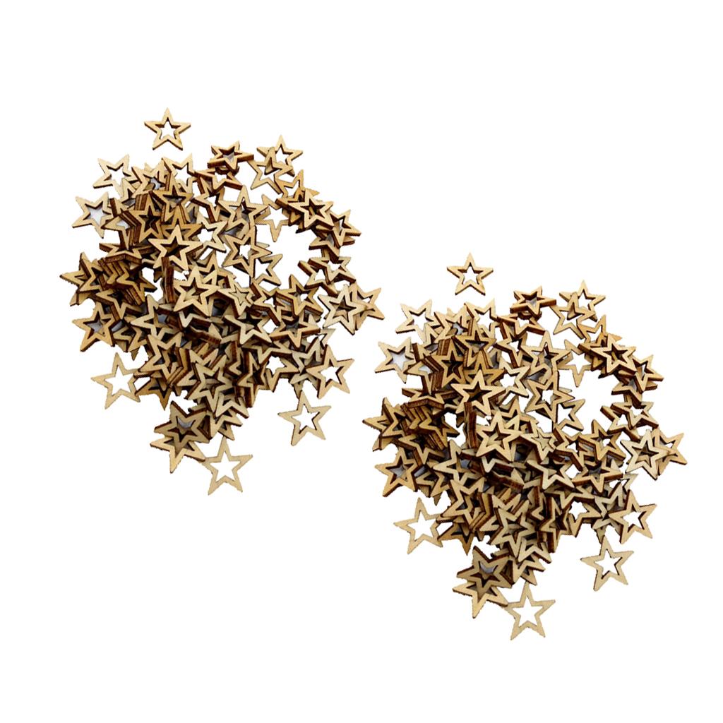 200 Miếng Chưa Hoàn Thành Ngôi Sao Rỗng Hình Bằng Gỗ Trí Nổi 10mm