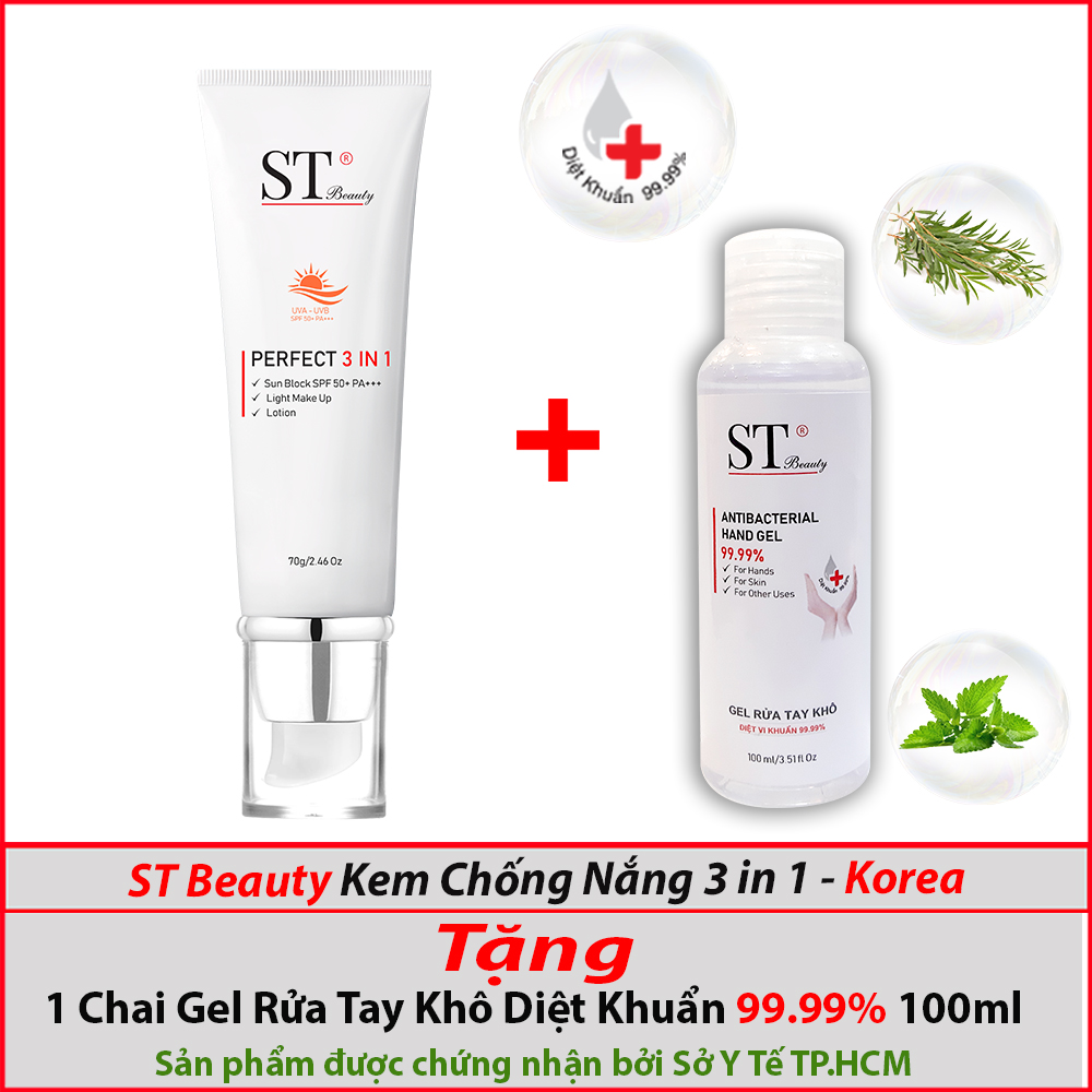 ST Beauty - Kem Chống Nắng - Tặng 1 Gel Rửa Tay Khô Diệt Khuẩn 99.99% - 100ml