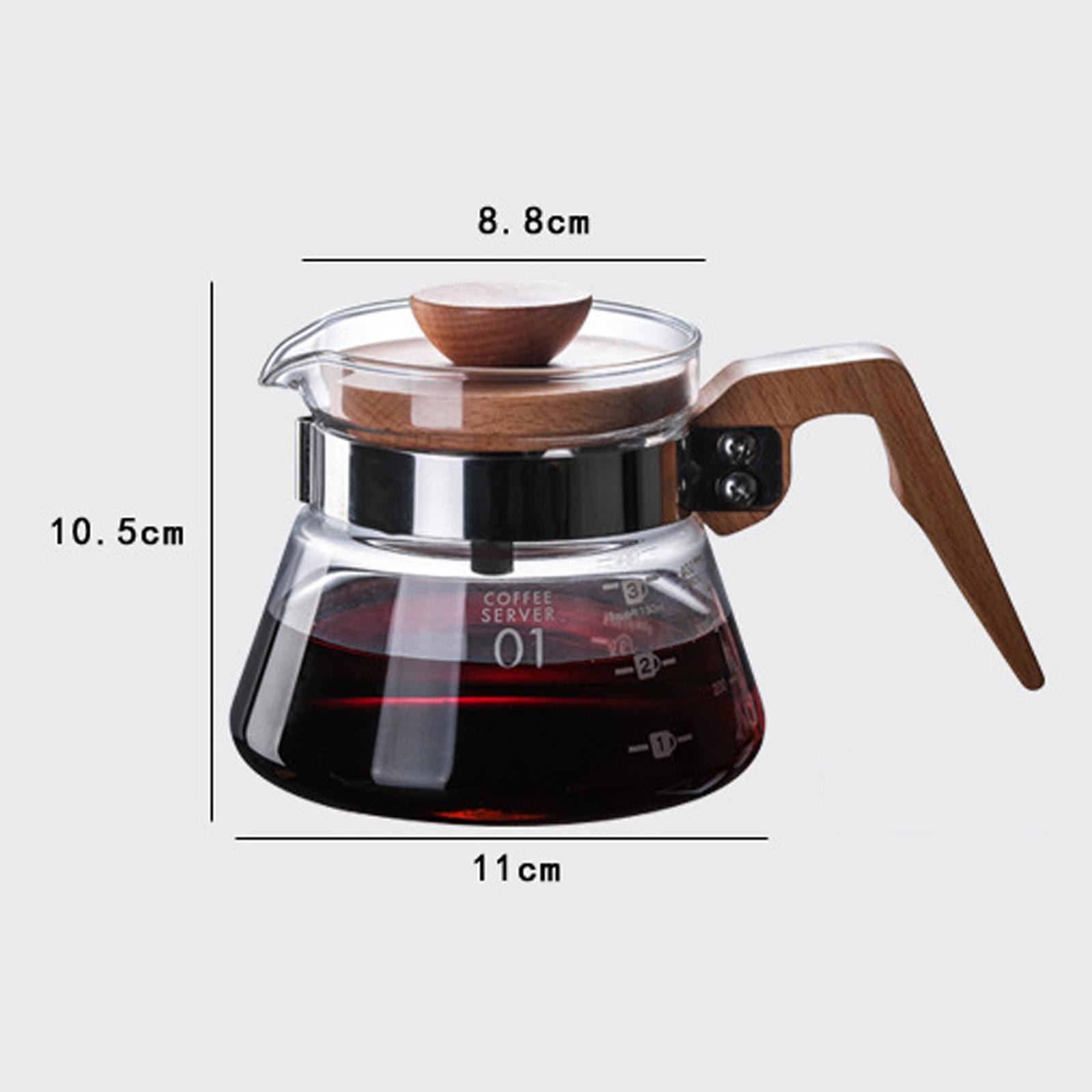 Anti-Scalding Coffee Pot V60 Carafe Wood Lid Accessories Coffee Maker for Kitchen Barista