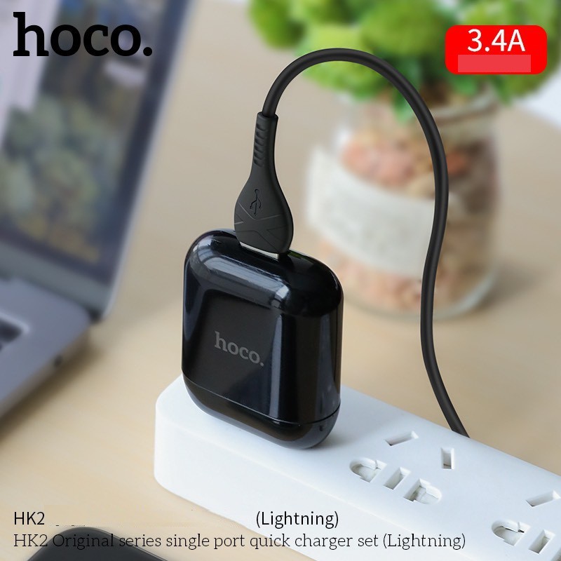 Bộ Sạc Nhanh Dành Cho Hoco HK2 Plus Cho Các Dòng Điện Thoại Chân Type C 3.4A(Max) Cốc Sạc, Cáp Sạc Hoco HK2 PLus MicroUSB To Type - Hàng Chính Hãng.