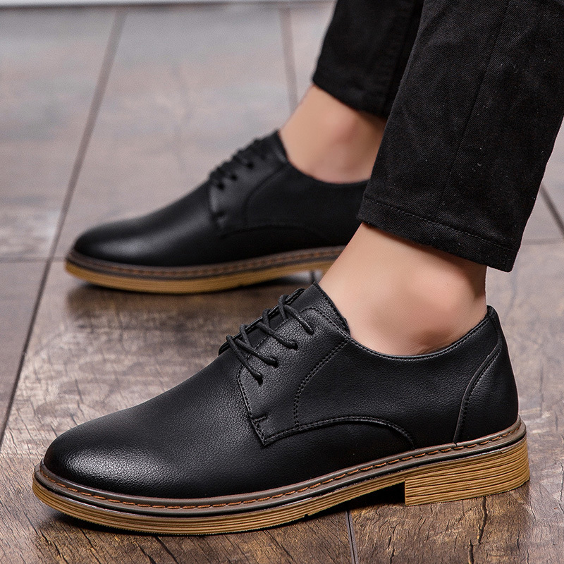 British business casual shoes pointed lace-up trendy wild dress shoes