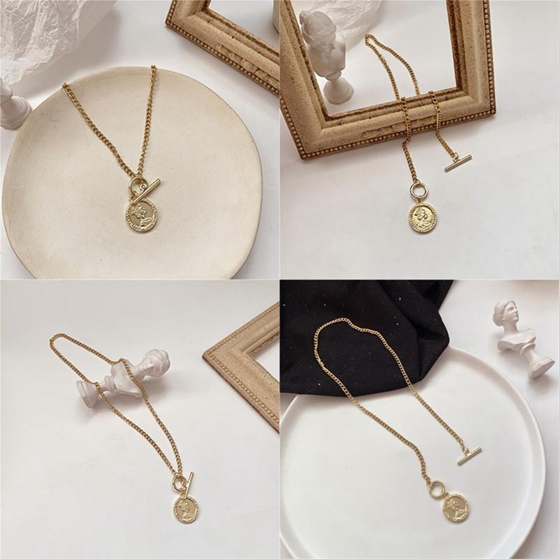 Dây Chuyền Hợp Kim Mặt Hình Đồng Xu Khắc Hình Retro