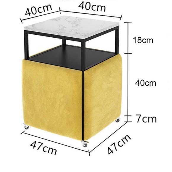 Bộ 4 ghế kèm bàn khung kim loại sơn tĩnh điện vuông đa năng trang trí phòng ngủ, phòng khách sân vườn