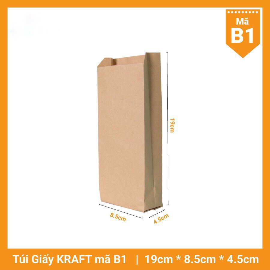 Túi giấy kraf (100 túi), Túi giấy đựng bánh mì, Túi đựng thực phẩm, túi kraf