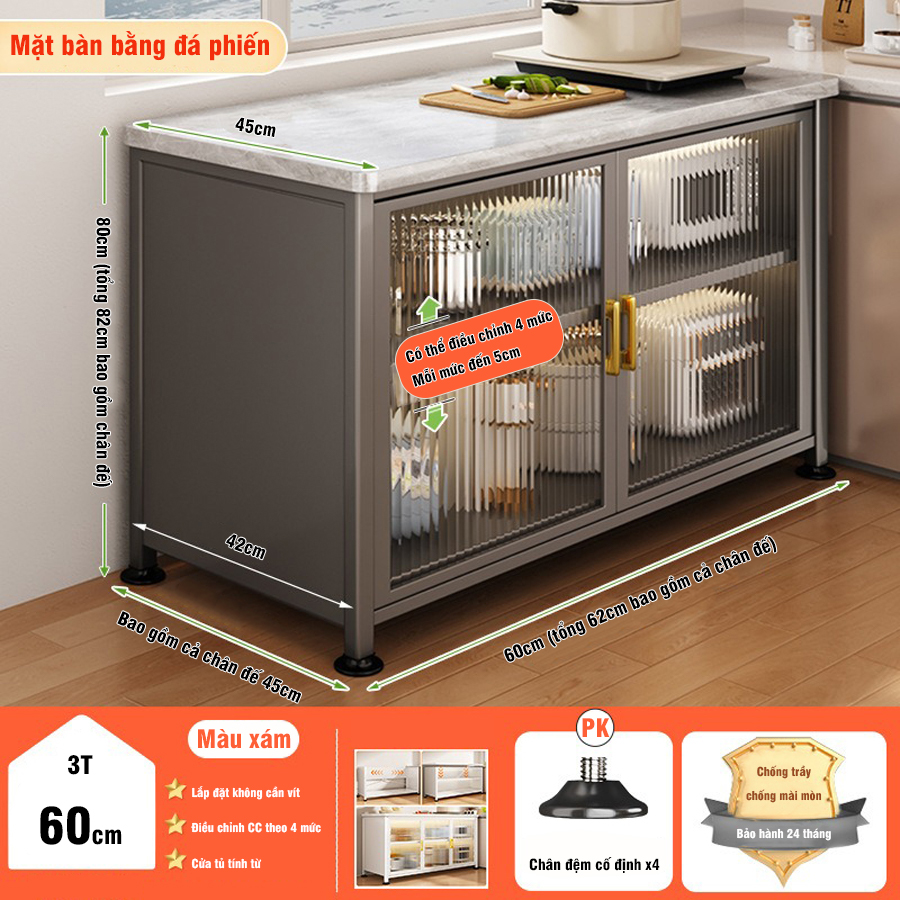 Tủ Nhà Bếp Thông Minh Mặt Đá Tự Nhiên Nhập Khẩu Chính Hãng