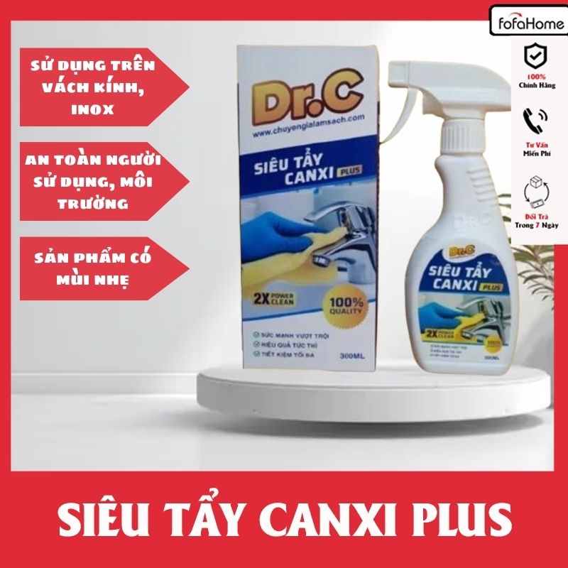 Chai Xịt Làm Sạch Nhà Tắm - Dung Dich Tẩy Cặn Canxi Plus 300ml - Tẩy Cặn Canxi Trên Vách Kính, Lavabo Nhà Tắm, Vòi inox
