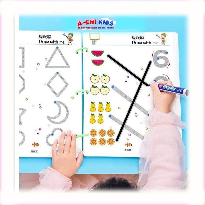 Bộ Đồ Chơi Giáo Dục Montessori , Bộ Viết Nối Xóa Được 64 Trang - Dành Cho Trẻ Từ 2 Tuổi